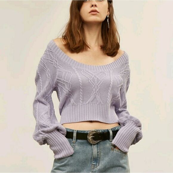 COTTON-BLEND SCOOP NECK CROP SWEATER - Picture 4 of 10